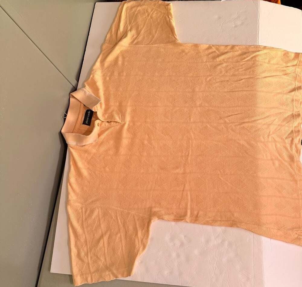 Pierre Cardin Peach Textured Knit Short Sleeve Polo Shirt